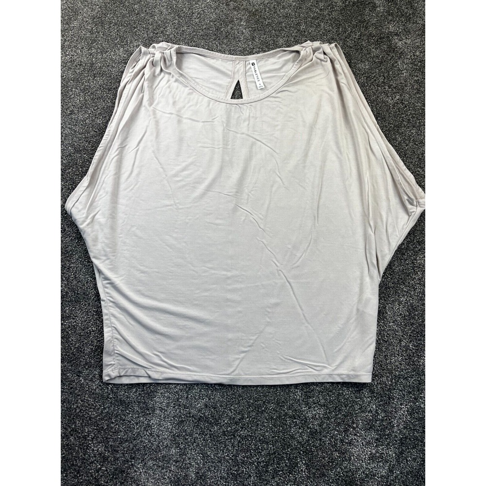 Fabletics Top Womens Small Round Neck Sleeveless Oversized Pullover Shirt Beige